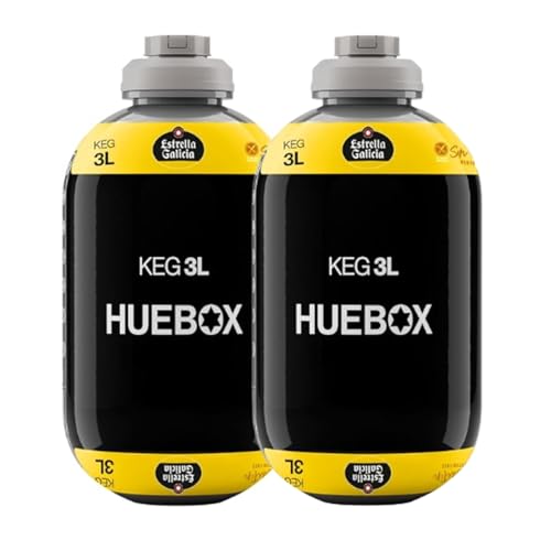 Estrella Galicia Sin Gluten – Pack 2 Barriles de 3L para Tirador HUEBOX, Cerveza Lager Especial 5,5% Vol, Compatibles Solo con HUEBOX, Incluye 1 Cánula Desechable – 6 L