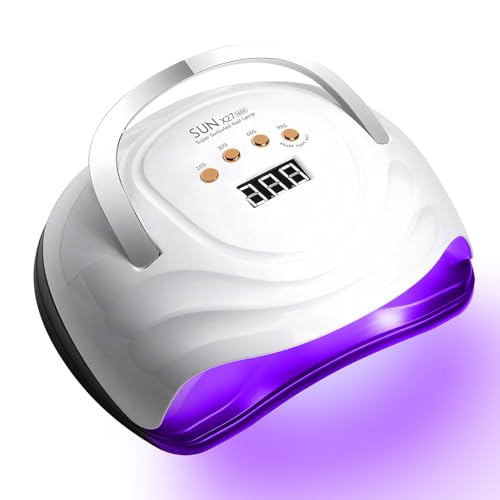 Lampe UV/LED Ongles Gel 380W Professionnelle - avec 81 Perles LED, Capteur Automatique, 4 Minuteries - Séchage Rapide pour Manucure à Domicile et Salon (Blanc)