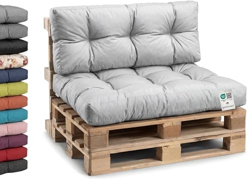 Gutekissen® Coussin de Palette Extérieur – Confort en Mousse pour Salon de Jardin, Terrasse, Balcon PPI (Set d'assise 120 x 80 cm + Dossier 120 x 40 cm),...