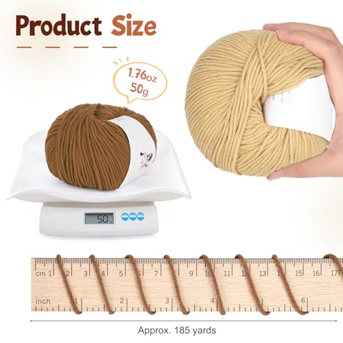 Image of Katech 20 Skeins Cotton Yarn for Crocheting-55% Cotton 45% Acrylic-#3 DK (Light)-Super Soft Milk Cotton Yarn-Great Crochet and Knitting Starter Kit for Colorful Craft(Color D)