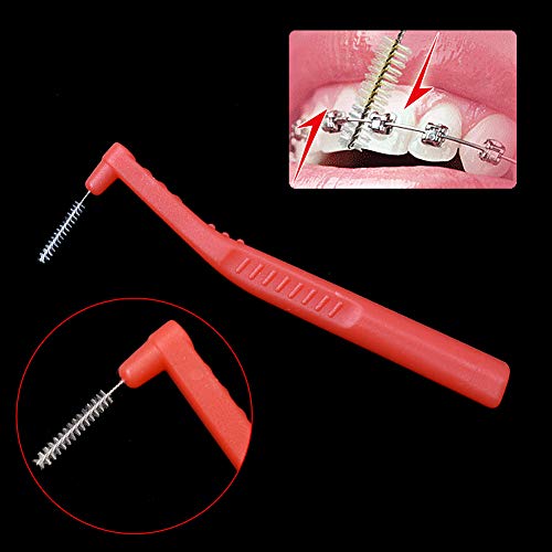 Image of Portable Orthodontic Toothbrush Kit for Orthodontic Patient Orthodontic Care Kit for Braces Interdental Brush Dental Wax Dental Floss Toothbrush Box Oral Care Kit Dental Travel Kit(Red)