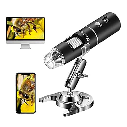 STPCTOU Wireless Digital Microscope 50X-1000X 1080P Handheld Portable Mini WiFi USB Microscope Camera with 8 LED Lights for iPhone/iPad/Smartphone/Tablet/PC