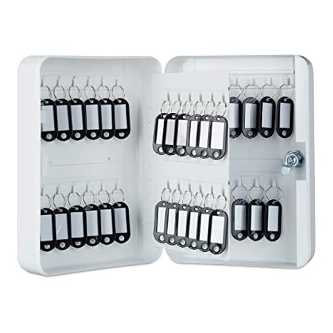 Relaxdays Lockable Metal Key Cabinet with Hooks Cover