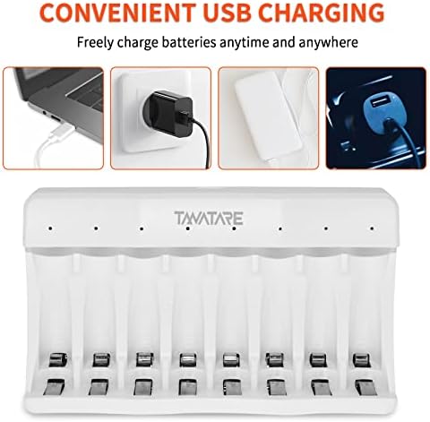 Tanatare 8-slot AA AAA Battery Charger with Type C Input5V 2A fast chargingCompact and portableSuitable for Ni-MH AA AAA rechargeable battery