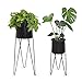 Gadgy Pflanzenständer Metall | Set 2 Stück Blumenständer Metall Schwarz | Blumentopf mit Beinen | Übertopf Schwarz | Hohe Blumentöpfe