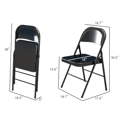 Volix Metal Folding Chairs Steel Frame With Double Hinged For Office Kitchen Dinning Wedding Patio And Garden,No Assembly thumb #1