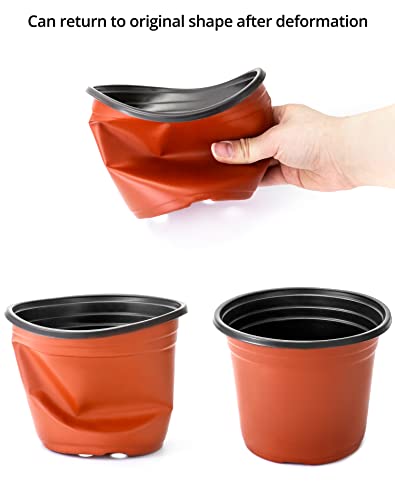 QWORK® 100PCS Plastic Plant Pot 6"/15cm, Thick Wall with Drainage Holes - Plants Nursery Pot Seed Starting Pots - Image 4