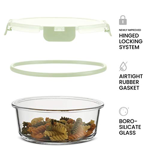 FineDine 24 Piece Glass Storage Containers with Lids - Airtight, Leak Proof, Dishwasher Safe, Glass Food Storage, Food Storage Containers, Meal Prep Containers, Green