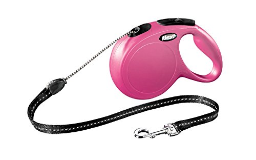 FLEXI New Classic Retractable Dog Leash (Cord), 26 ft, Medium, Pink