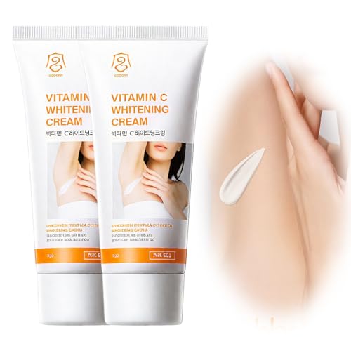 2PCS Crema Blanqueadora Corporal para Axilas, Codos, Rodillas y Zonas, Hidratante con Colágeno, Aclara Manchas Oscuras, Textura Ligera de Rápida Absorción, 60g