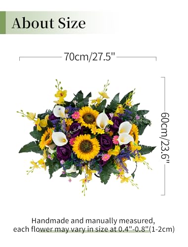 Headstone Flower Saddle for Cemetery: Rose Sunflower Artificial Cemetery Saddles for Headstones - Grave Decorations image 7