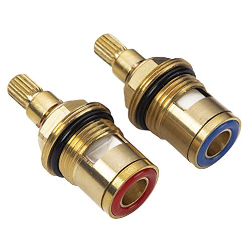 Msleep 2 Piece Replacement Tap Valves Ceramic Disc Screw Fitting Brass 20 Teeth 1/2 Inch Accessories