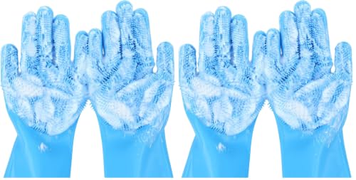 Image of Pecute Silicone Pet Grooming Gloves for Washing Cats Dogs Bath Brush (Pack of 2)
