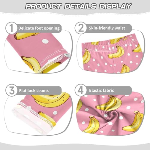 Wusikd Cute Bananas Girls' Leggings Toddler Doodles Pink Kids Yoga Pants Dance Active Tights 4T3