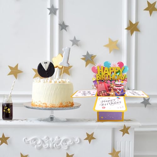 funny happy birthday pop up card sweet 3d birthday gift box for adults and kids with envelopes unique handmade foldable celebration cards for daughter son mom dad friend
