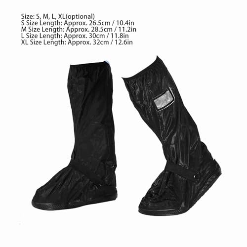 Cubiertas impermeables para zapatos Fdit, protectores reutilizables para motocicleta, bicicleta y ciclismo con suela antideslizante y cremallera para actividades al aire libre en lluvia y nieve (Negro, talla S) miniatura 2