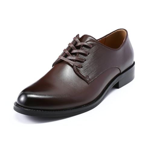 Allthemen Derbies Homme Lacets Classique Business Chaussure Dressing Cuir Ville Bout Pointu Oxford Costume Mariage Marron foncé 42