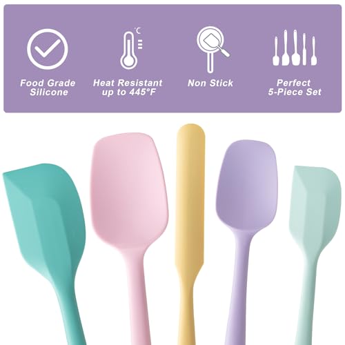 Silicone Spatula Set,5 Piece Food Grade Rubber Spatulas,Multicolor 3 by Hoewina - Used condition - Image 3