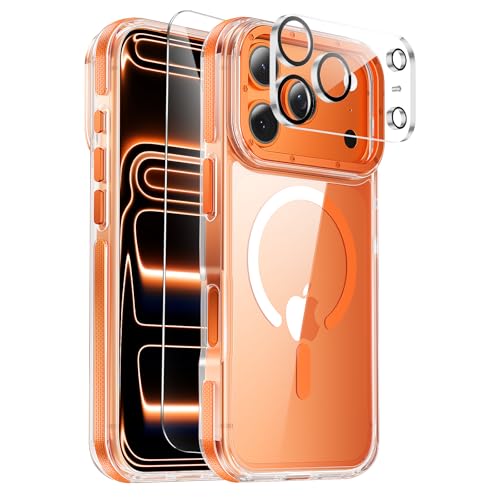 Coque iPhone 17 Pro orange MagSafe pour shooting photo et voyages
