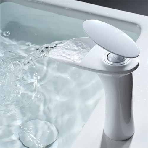 Robinet de bain blanc cascade pour vasque et lavabo moderne - 4
