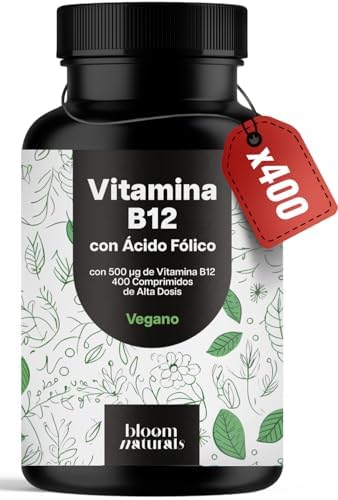 Vitamina B12 500 µg con Ácido Fólico – 400 Comprimidos Veganos – ...