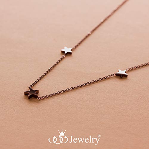 555Jewelry Stainless Steel Dainty Tri Star Necklace Pendant for Women & Ladies3