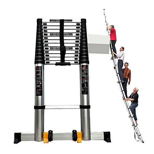 FF Foldable Aluminum Extension Ladder, 16ft/17ft/20ft/23ft/26ft Extra Tall Engineering Telescoping Ladder with Support Bar, Load 330lbs (Size : 8m/26ft)