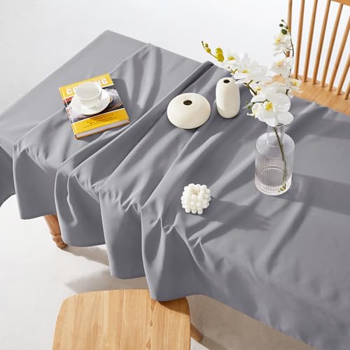 Deconovo Outdoor Tischdecke Wasserabweisend Wetterfest Wasserdicht Tischtücher Gartentisch, 130x130 cm, Grau, 1 Stück
