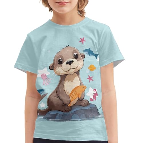 Image of JEOCODY Boys Girls Graphic Tees Funny 3D Printed Short Sleeve T-Shirts 3-16T
