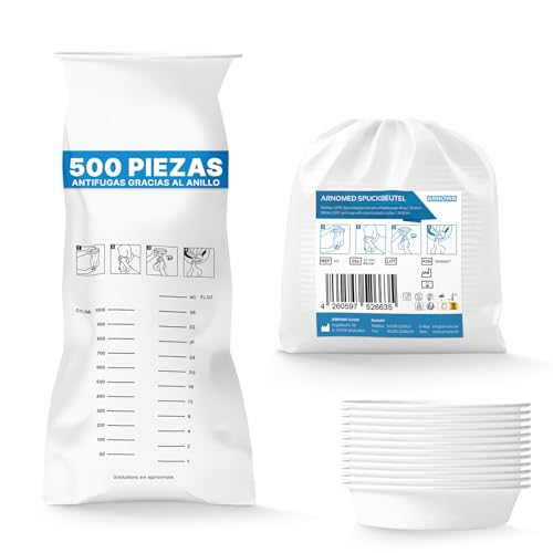 500x ARNOMED bolsas vomito coche niños, bolsas mareo viaje niño LDPE herméticas, bolsa vomito coche con anilla, bolsas para mareo de 2000ml