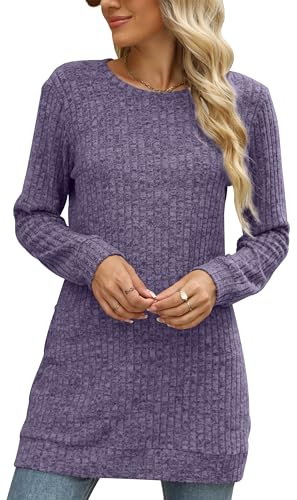Image of Sweaters for Women Long Sleeve Crewneck Sweatshirt Loose Casual Tunic Tops