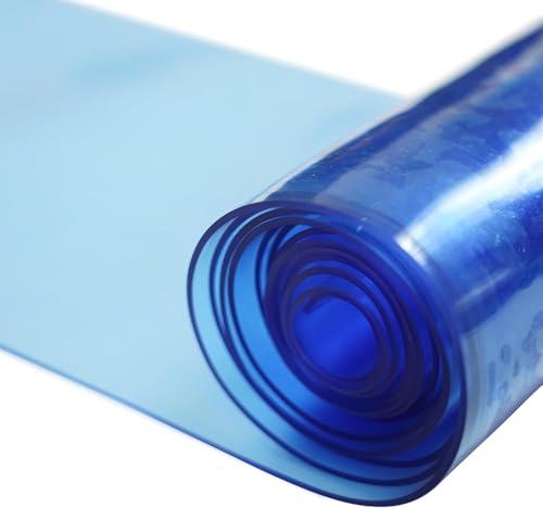 Image of Smooth Clear Blue PVC Strip Curtain 7 inch Width x 78.7 inch Height - Walk-in Cooler and Freezer Door Strips Transparent Plastic Vinyl Warehouse Flap Doors for Temperature Management AP1474