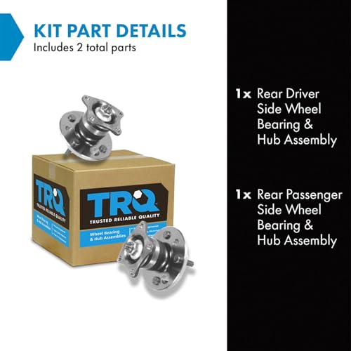 Image of TRQ Rear Left and Right Wheel Bearing and Hub Assembly Set 2 Piece Compatible with 93-02 Toyota Corolla 98-02 Chevrolet Prizm 93-97 Geo Without ABS Brakes Models