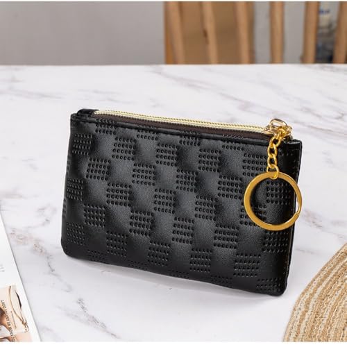 Bag Zipper Portable Key Chain Card Holder Multifunction Clutch Bag Women(Black)