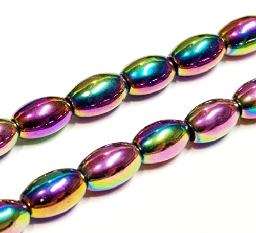 Hematite Beads Oval 8 mm Rainbow Beads Hematite Non-Magnetic Hematite Rainbow Gemstones 48 Pieces 1 String - Image 4
