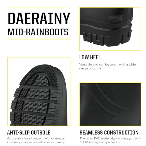 DaeRainy Women Waterproof Rain Boots Mid-Height PVC Rubber Boots Garden Shoes for Outdoor3