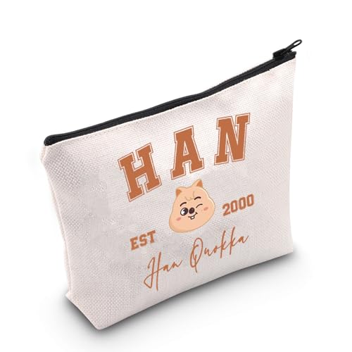 WCGXKO Korean Gift Music Group Merch Group Boys Makeup Bag Music Lover Gift (2000Quokka), beige