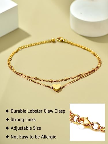 Image of FaithHeart Waterproof Ankle Bracelets for Women, 1 /2 /3Pcs Non Tarnish Stainless Steel Layered Anklet Set Paperclip Figaro Cuban Link Chain Dainty Summer Beach Jewelry Gift Adjustable Size