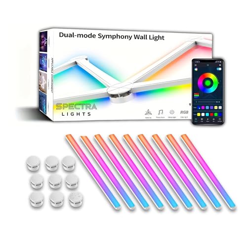 Image of Smart, Customisable LED Line Wall Panels with RGBIC Lights, Remote, WiFi & App Control (Pack of 9)