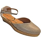 ARIADNA SÁNCHEZ Sandalias Cuña Baja Mujer, Sandalias Esparto Yute Natural, Alpargatas Mujer Cuña Hechas a Mano en España (Bronce, Sistema tallas calzado EU, Adulto, Números, mediano, 39)