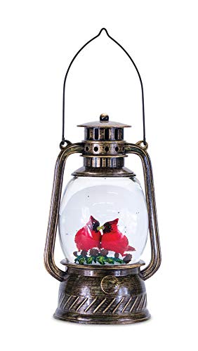 Melrose Modern Home Decorative Snow Globe Lantern with Cardinal 11.5
