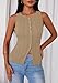 PRETTYGARDEN Women's Ribbed Tank Tops Summer 2025 Open Front Button Down Sleeveless Shirts Going Out Spring Fashion Vest Tops(Camel,Small)