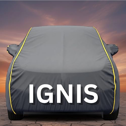 Image of Premium Grey Series 100% Waterproof Car Body Cover for Ignis Cover (All Models) with Mirror Pockets | Triple Stitched, Elastic, Custom Fit, Heat Resistant, Anti-Dust, All-Weather Cover