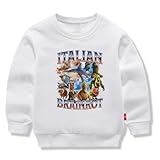 [EcoLegacyLML] イタリアンブレインロット 子供服 春秋 スウェット 長袖 クルーネック 男の子 女の子 綿100% キッズ 薄手 カジュアル 小学生 トップス プレゼント ホワイト 140CM