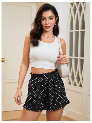 Image of MakeMeChic Women's Gingham Ruffle Lounge Shorts Elastic High Waist Pajamas Boxer Shorts