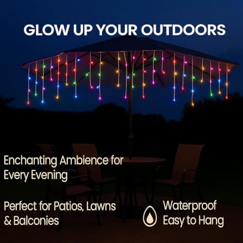 Image of ZALAR Icicle Diwali Lights Outdoor 11 ft 96 LED with 16 Drops String Lights with 8 Lighting Modes for Diwali, Christmas, Wedding, Birthday, Ganesh Puja, Balcony & Home Decoration (Multi-Color)