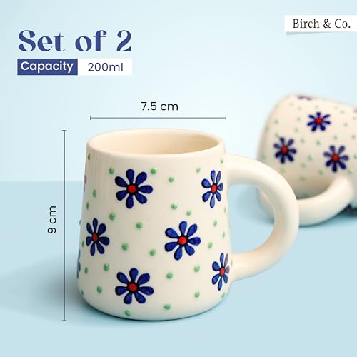 Image of Cups & Mugs - Coffee Mugs Set of 2 - Tea Cup - Ceramic Coffee Cup, Elegant Gift Pack, Microwave and Dishwasher Safe, Stylish Modern Design for Home & Office,BlueBrew Mug