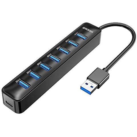 iDsonix Powered USB hub, 7-Port USB 3.0 hub, 15W,5Gbps HighSpeed Data Transmission USB Hub for Laptop, iMac, Surface Pro, XPS, USB Flash Drives, Mobile HDD, Xbox, Printer, Camera, and More Cover