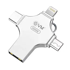 EVM EnStore 4-in-1 OTG 256GB Flashdrive-High-Speed USB 3.0 with Read Speed of 100Mb/s & Write Speed of 25Mb/s-Transfer Files Between USB-A,All Smartphones - (EVM4D/256G)