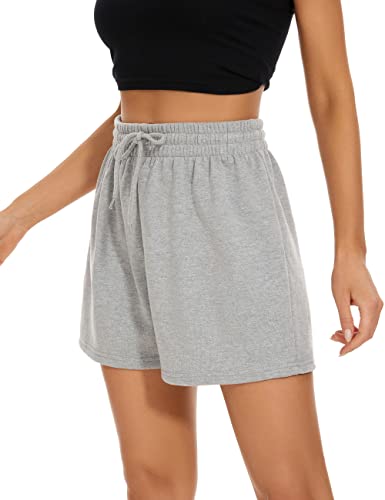 Bsxijie Womens 2-Pack Cotton Sweet Shorts Casual Summer Drawstring Comfy Elastic High Waist Running Jogging Shorts (Xj1037 Blackgrey Xl) #TOP6